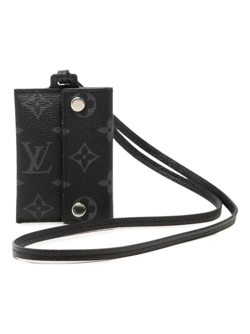 Louis Vuitton Monogram Eclipse Card Case on Strap Black Leather